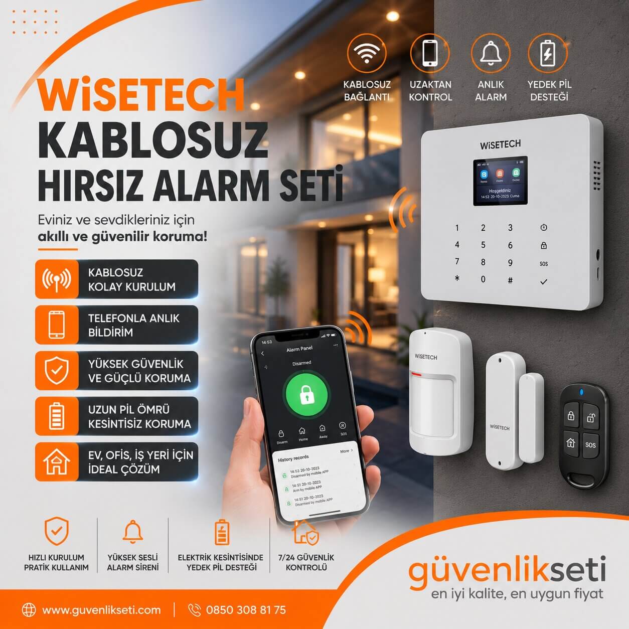 Wisetech Kablosuz Hırsız Alarm Setleri Wisetech Kablosuz Hırsız Alarm Setleri